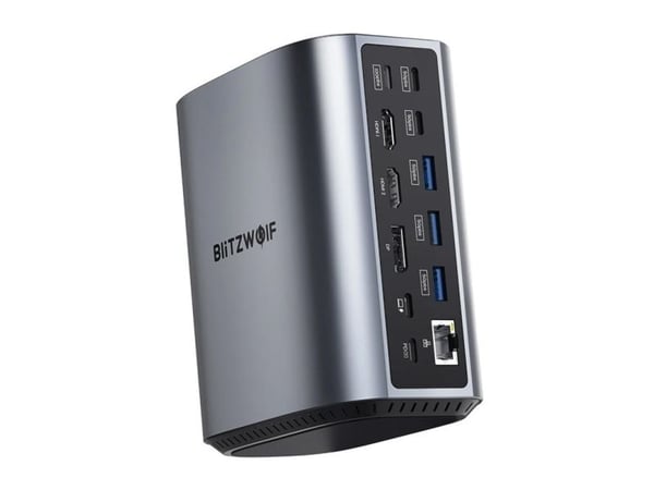 Blitzwolf BW-TH15 17in1 įkrovimo stotelė 2xHD+DP+4xC+3xUSB 3.0+USB 3.1+C 3.2+C PD+RJ45+Micro SD+SD+3.5mm garso jungtis