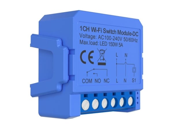 1-kanavainen WiFi-kytkinmoduuli jännitteettömällä kontaktilla Avatto WSM16-DC32V-1