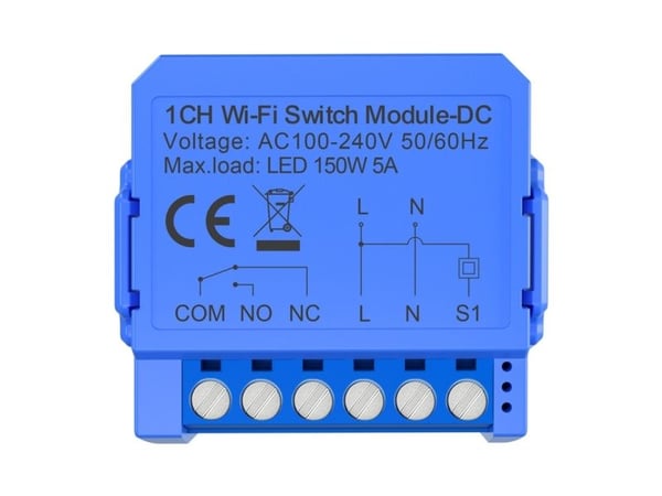WiFi 1-kanals brytermodul med DC spenningsfri kontakt Avatto WSM16-DC-1