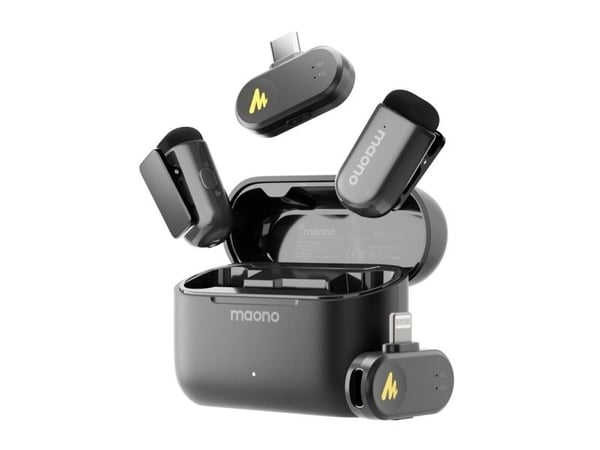 maono Wave T1 Mini (USB-C og Lightning + ladeetui) Svart (svart) Trådløse mikrofoner