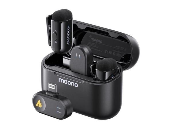 maono Wave T1 Mini (USB-C og Lightning + ladeetui) Svart (svart) Trådløse mikrofoner