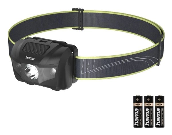 Hama HL200, Hodebåndslommelykt, Svart, Blå, Gult, Plast, LED, 3 lamper, 200 lm