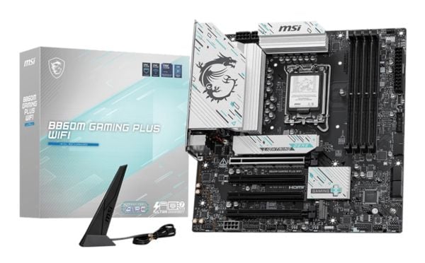 MSI B860M GAMING PLUS WIFI - Hovedkort - micro ATX - LGA1851-sokkel - B860 Chipset - USB-C 3.2 Gen2, USB-C 3.2 Gen 1, USB 3.2 Gen 1 - 5 Gigabit Eth...