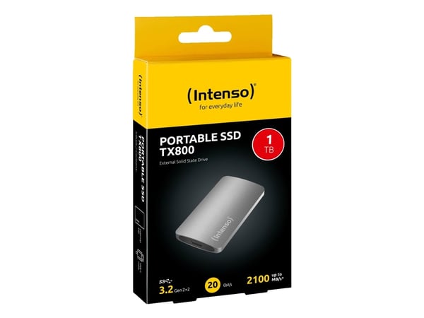 Intenso TX800 - SSD - 1 TB - ekstern (bærbar) - USB 3.2 Gen 2x2 (USB-C kontakt) - antrasitt