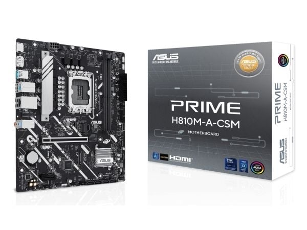 ASUS PRIME H810M-A-CSM - Hovedkort - micro ATX - LGA1851-sokkel - H810 Chipset - USB-C 3.2 Gen 1, USB 3.2 Gen 2, USB 3.2 Gen 1 - Gigabit LAN - innb...
