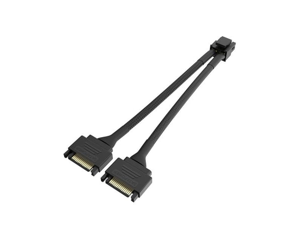 Akasa AK-CBPW33-15, SATA Power, 4+4 Pin CPU connector, 0,15 m, Svart