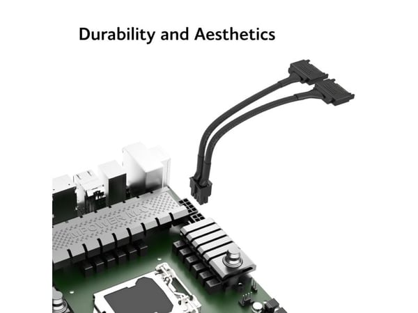 Akasa AK-CBPW33-15, SATA Power, 4+4 Pin CPU connector, 0,15 m, Svart