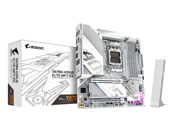 AORUS X870M ELITE WIFI7 ICE - Hovedkort - micro ATX - Socket AM5 - AMD X870 Chipset - USB-C 3.2 Gen 2x2, USB 3.2 Gen 1, USB 3.2 Gen 2 - Wi-Fi 7, Bl...
