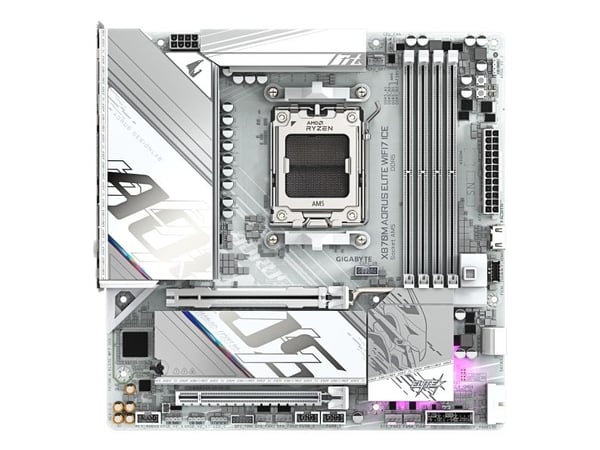 AORUS X870M ELITE WIFI7 ICE - Hovedkort - micro ATX - Socket AM5 - AMD X870 Chipset - USB-C 3.2 Gen 2x2, USB 3.2 Gen 1, USB 3.2 Gen 2 - Wi-Fi 7, Bl...