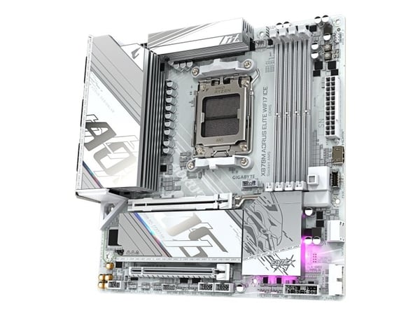 AORUS X870M ELITE WIFI7 ICE - Hovedkort - micro ATX - Socket AM5 - AMD X870 Chipset - USB-C 3.2 Gen 2x2, USB 3.2 Gen 1, USB 3.2 Gen 2 - Wi-Fi 7, Bl...