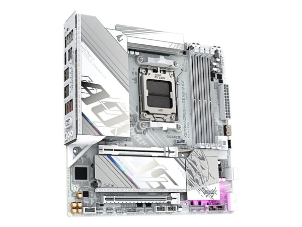 AORUS X870M ELITE WIFI7 ICE - Hovedkort - micro ATX - Socket AM5 - AMD X870 Chipset - USB-C 3.2 Gen 2x2, USB 3.2 Gen 1, USB 3.2 Gen 2 - Wi-Fi 7, Bl...