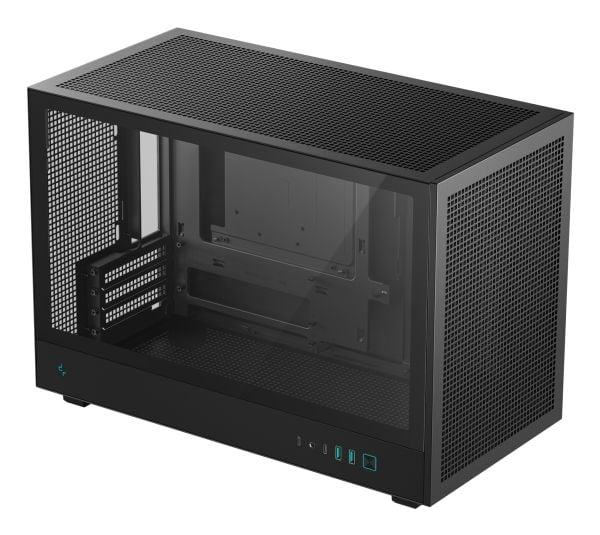 DeepCool CH260 - Mikro - micro ATX - sidepanel med vindu (herdet glass) - ingen strømforsyning (ATX / PS/2) - svart - USB/lyd