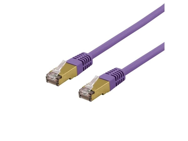 DELTACO SFTP-611PAH - Liitäntäkaapeli - RJ-45 (uros) RJ-45 (uros) - 1,5 m - SFTP - CAT 6a - halogeeniton, muotoiltu - violetti - lila