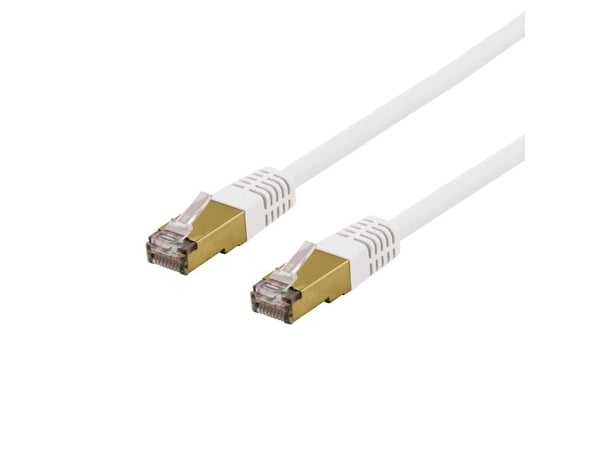 DELTACO SFTP-62VAH - Koblingskabel - RJ-45 (hann) til RJ-45 (hann) - SFTP - CAT 6a - halogenfri, formstøpt - hvit