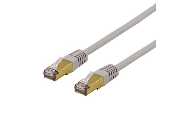 DELTACO - Koblingskabel - RJ-45 (hann) til RJ-45 (hann) - SFTP - CAT 6a - halogenfri, formstøpt - grå