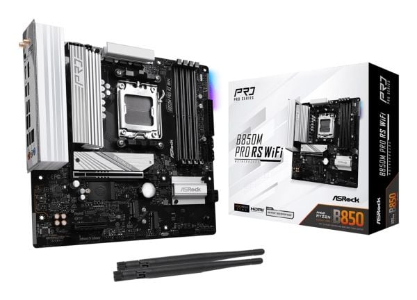 ASRock B850M Pro RS WiFi - Hovedkort - micro ATX - Socket AM5 - AMD B850 Chipset - USB-C 3.2 Gen2, USB-C 3.2 Gen 1, USB 3.2 Gen 2, USB 3.2 Gen 1 - ...