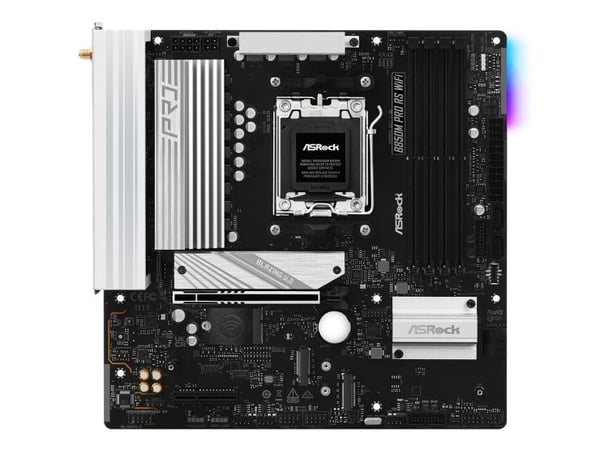 ASRock B850M Pro RS WiFi - Hovedkort - micro ATX - Socket AM5 - AMD B850 Chipset - USB-C 3.2 Gen2, USB-C 3.2 Gen 1, USB 3.2 Gen 2, USB 3.2 Gen 1 - ...