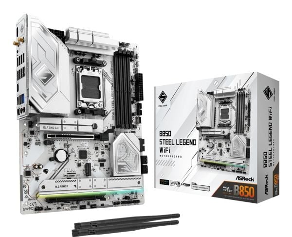 Asrock B850 Steel Legend WiFi, AMD, Socket AM5, AMD Ryzen 7000-serien, AMD Ryzen 8000-serien, AMD Ryzen 9000-serien, Socket AM5, DDR5-SDRAM, 256 GB