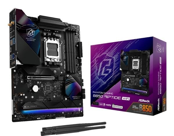 ASRock Phantom Gaming B850 Riptide WiFi - Hovedkort - ATX - Socket AM5 - AMD B850 Chipset - USB-C 3.2 Gen 2x2, USB-C 3.2 Gen2, USB 3.2 Gen 2, USB 3...