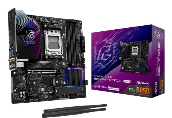 ASRock Phantom Gaming B850M RIPTIDE WIFI - Hovedkort - micro ATX - Socket AM5 - AMD B850 Chipset - USB 3.2 Gen 2, USB-C 3.2 Gen2, USB 3.2 Gen 1 - 2...