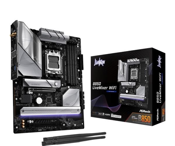 ASRock B850 LIVEMIXER WIFI - Hovedkort - ATX - Socket AM5 - AMD B850 Chipset - USB-C 3.2 Gen 2x2, USB-C 3.2 Gen2, USB 3.2 Gen 2, USB 3.2 Gen 1 - Wi...