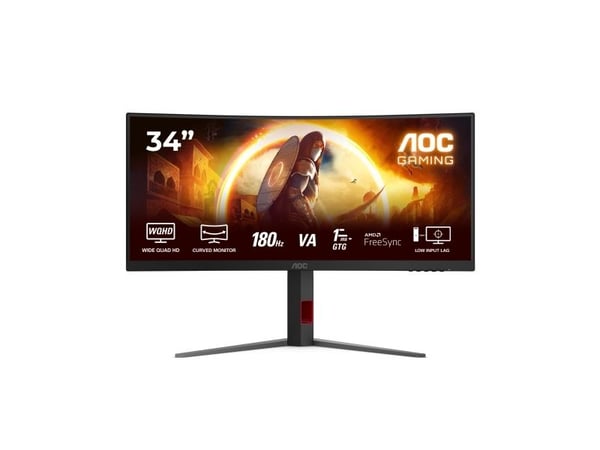 AOC G4 CU34G4, 86,4 cm (34"), 3440 x 1440 piksler, Wide Quad HD, LED, 1 ms, Svart, Rød