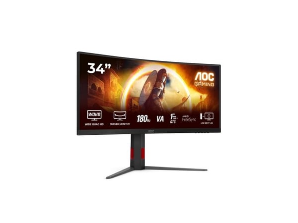 AOC G4 CU34G4, 86,4 cm (34"), 3440 x 1440 piksler, Wide Quad HD, LED, 1 ms, Svart, Rød