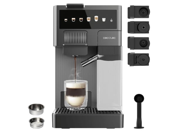 Cecotec FreeStyle Latte T, Espressomaskine, 1,6 L, Kaffekapsel, Malet kaffe, 1350 W, Grå