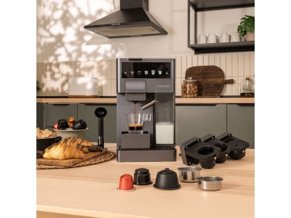 Cecotec FreeStyle Latte T, Espressomaskine, 1,6 L, Kaffekapsel, Malet kaffe, 1350 W, Grå
