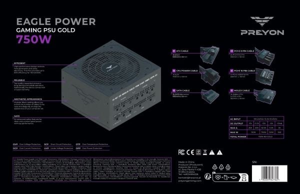 PREYON Eagle Power GOLD 750W nätaggregat (PEPG750W)