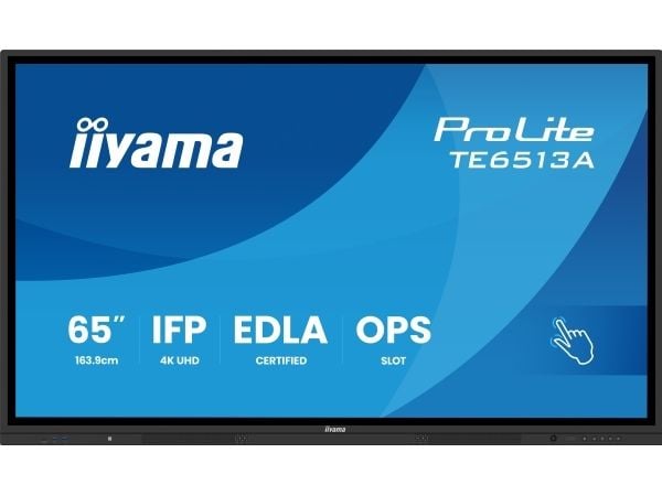 iiyama TE6513A-B1AG, Interaktiivinen litteäpaneeli, 163,8 cm (64,5"), 3840 x 2160 pikseliä, Wi-Fi, 18/7
