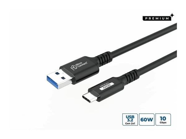 MicroConnect Premium - USB-kabel - USB-C (hann) til USB-type A (hann) - USB 3.2 Gen 2 - 20 V - 3 A - 15 cm - USB Power Delivery (60W), up to 10 Gbp...