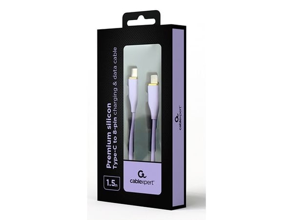 Cablexpert Premium - Lightning-kaapeli - 24-nastainen USB-C-uros Lightning-uros - 1,5 m - violetti - data ja lataus, muotoiltu