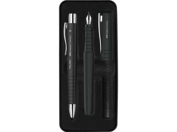 Faber-Castell Poly Ball Set, Svart, 3 stykker, Kulepenn + fyllepenn