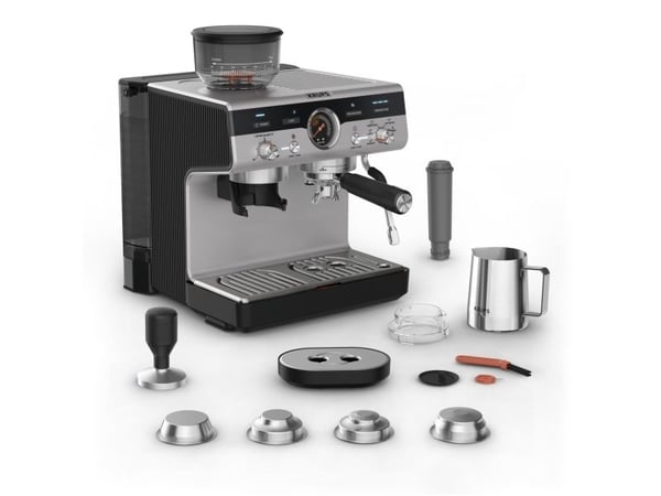 Krups Precision XP801T10, Espressomaskin, 3 l, Malt kaffe, Innebygd kaffekvern, Svart, Rustfritt stål