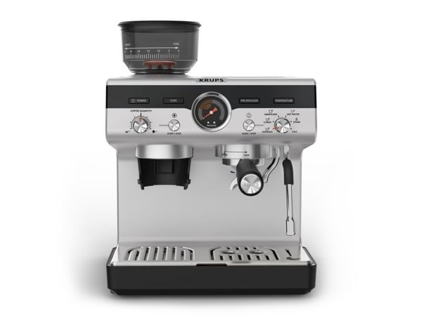 Krups Precision XP801T10, Espressomaskin, 3 l, Malt kaffe, Innebygd kaffekvern, Svart, Rustfritt stål