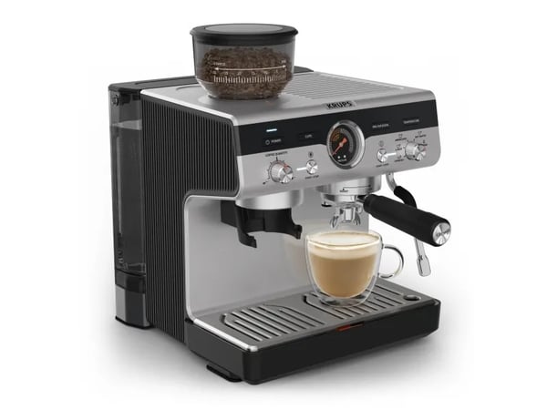 Krups Precision XP801T10, Espressomaskin, 3 l, Malt kaffe, Innebygd kaffekvern, Svart, Rustfritt stål