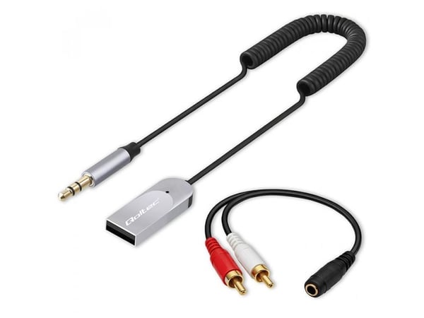 "Qoltec" belaidis adapteris, garso ir HiFi imtuvas namams ir automobiliui | "Bluetooth 6.0" | 2 x RCA | 1 x AUX minijungtis (3,5 mm) | USB | Mikrof...