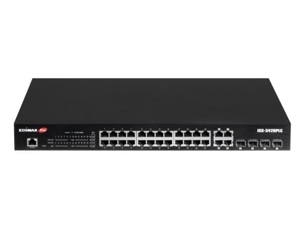 Edimax Pro IGS-5428PLC - Switch - industrial, Surveillance, VLAN, PoE+, Web, Smart - smart - 24 x 10/100/1000 (PoE+) + 4 x kombo Gigabit SFP/RJ-45 ...