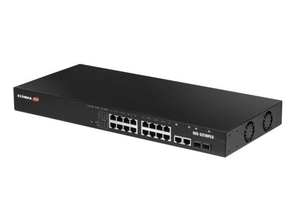Edimax Pro IGS-5218PLC - Switch - industrial, Surveillance, VLAN, PoE+, Web, Smart - smart - 16 x 10/100/1000 (PoE+) + 2 x kombo Gigabit SFP/RJ-45 ...