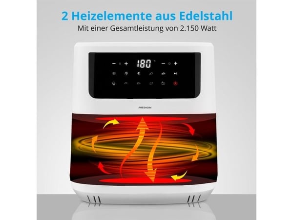 MEDION LIFE P10 XL, Varmluftsfritös, 6,8 l, 50 ° C, 200 ° C, 60 min, Single