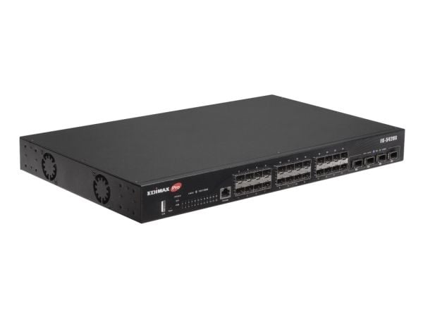 "Edimax 28-porttinen Gigabit SFP L2+ -hallittu kytkin, jossa on 4 10GbE SFP+ -porttia"