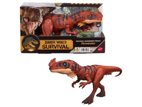 Jurassic World Wild Roar-dinosaurie, actionfigur med tuggande attackrörelse och ljud, 4 År, Multifärg, Plast