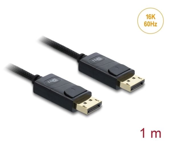 Delock - DisplayPort-kabel - DisplayPort (hann) til DisplayPort (hann) - 1 m - 8 K 120 Hz (7680 x 4320) støtte, 4K240Hz (3840 x 2160) support (DSC)...