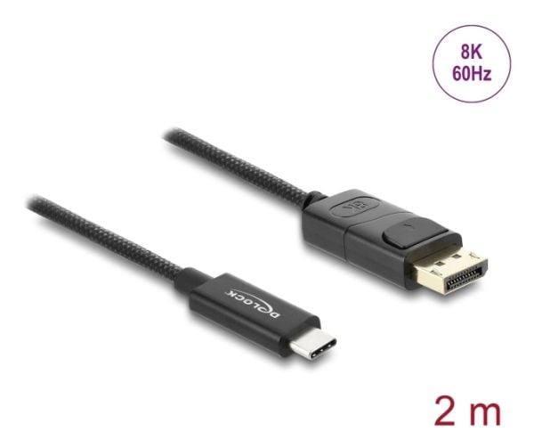 DeLOCK 81702, 2 m, USB Type-C, DisplayPort, Uros, Uros, Suora