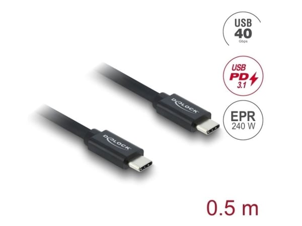 Delock Koaxiales USB 40 Gbps Kabel USB PD 3.1 240 W 0,5 m