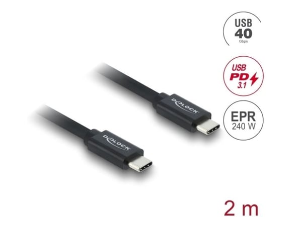 Delock Koaxiales USB 40 Gbps Kabel USB PD 3.1 240 W 2 m