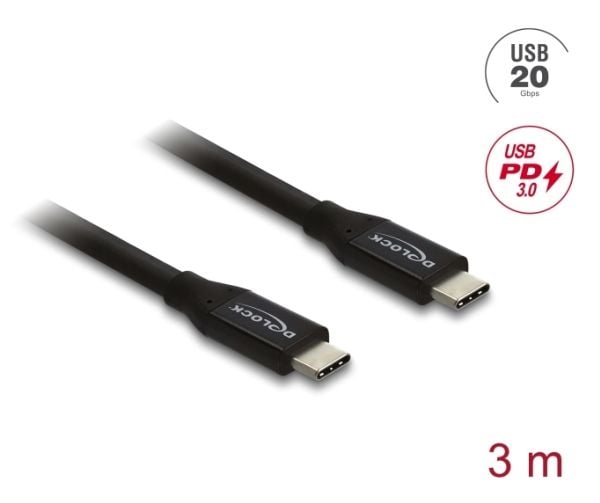 Delock Koaxiales USB 20 Gbps Kabel USB PD 3.0 60 W 3 m