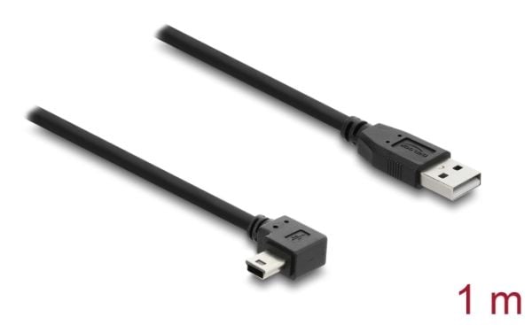 Delock - USB-kabel - USB (hann) rett til mini-USB type B (hann) rettvinklet - USB 2.0 - 1 m - svart