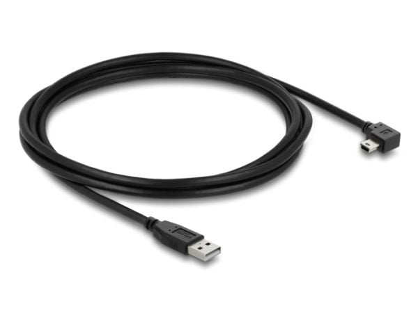 Delock - USB-kabel - USB (hane) till mini-USB typ B (hane) vinklad - 2 m - upp till 480 Mbps datatöverföringshastighet - svart